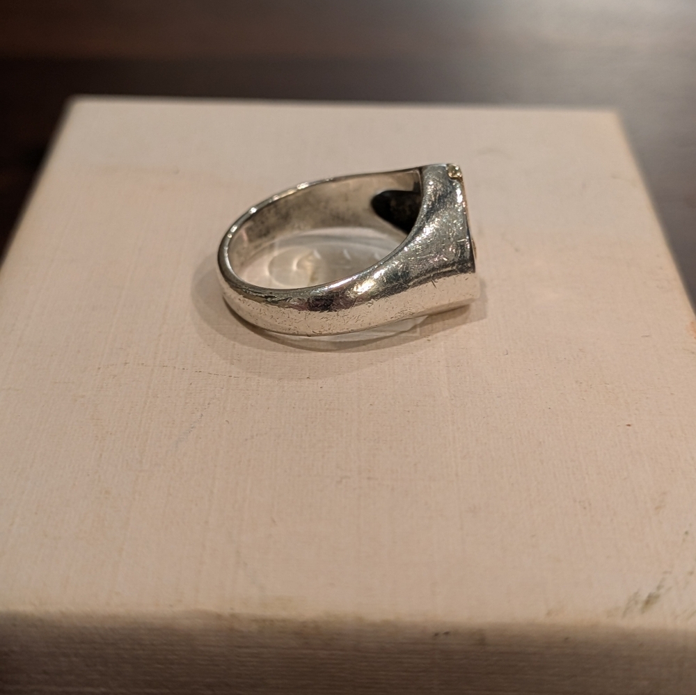 RETIRED James Avery Sterling Silver 14k Gold Heart Cross Ring Size 5.5 - Picture 4 of 8